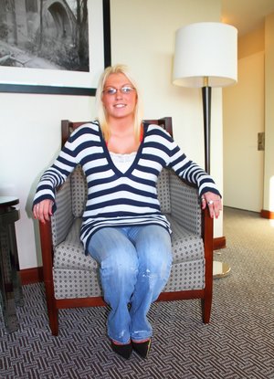 18 year old girl Erin gets deflowered on a bed wearing socks